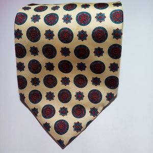 Vintage EUC Oscar de la Renta Couture Collection Silk Tie Yellow/Teal/Red